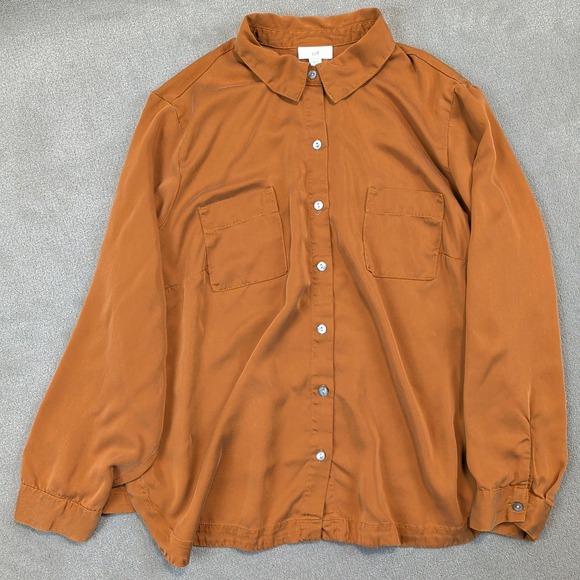 J. Jill Button Down Shirt Women XL Petite Burnt Orange Modal Rayon Utility Top — photo 2